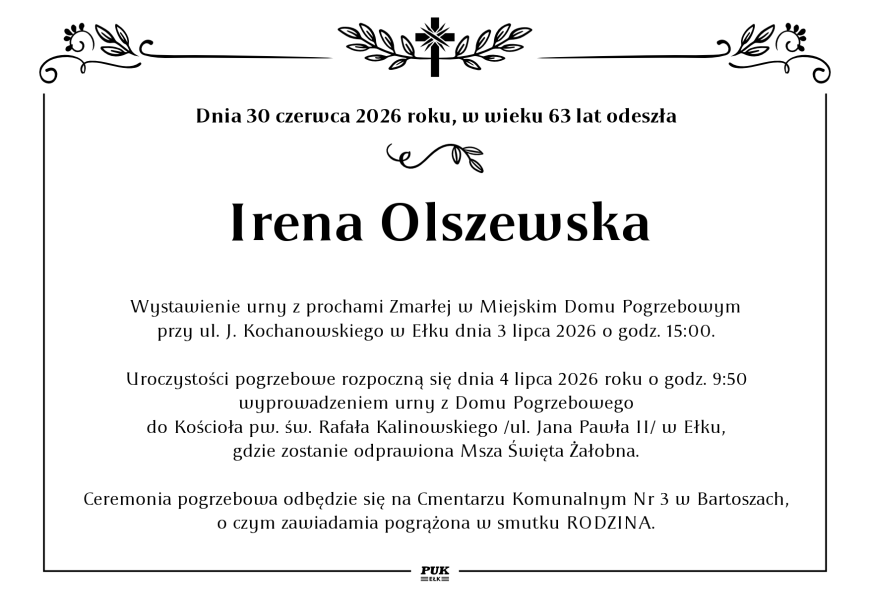 Irena Olszewska - nekrolog
